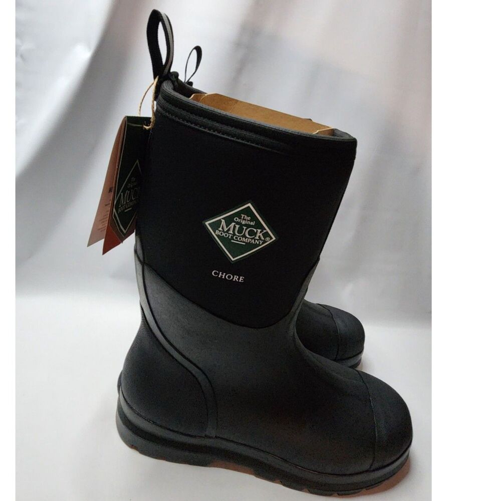 Muck Boot Chore Classic Mid Men’s Size 12 Black Waterproof Work Boots